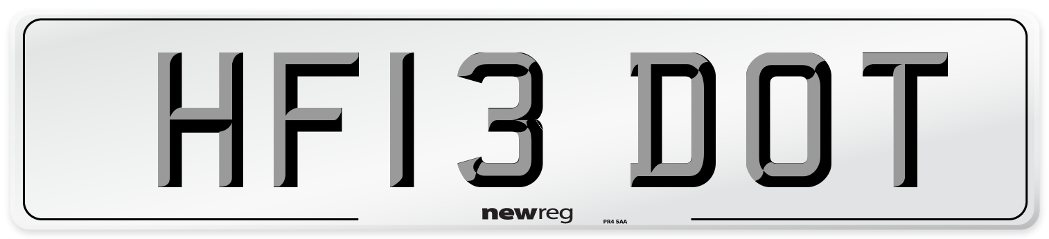 HF13 DOT Number Plate from New Reg